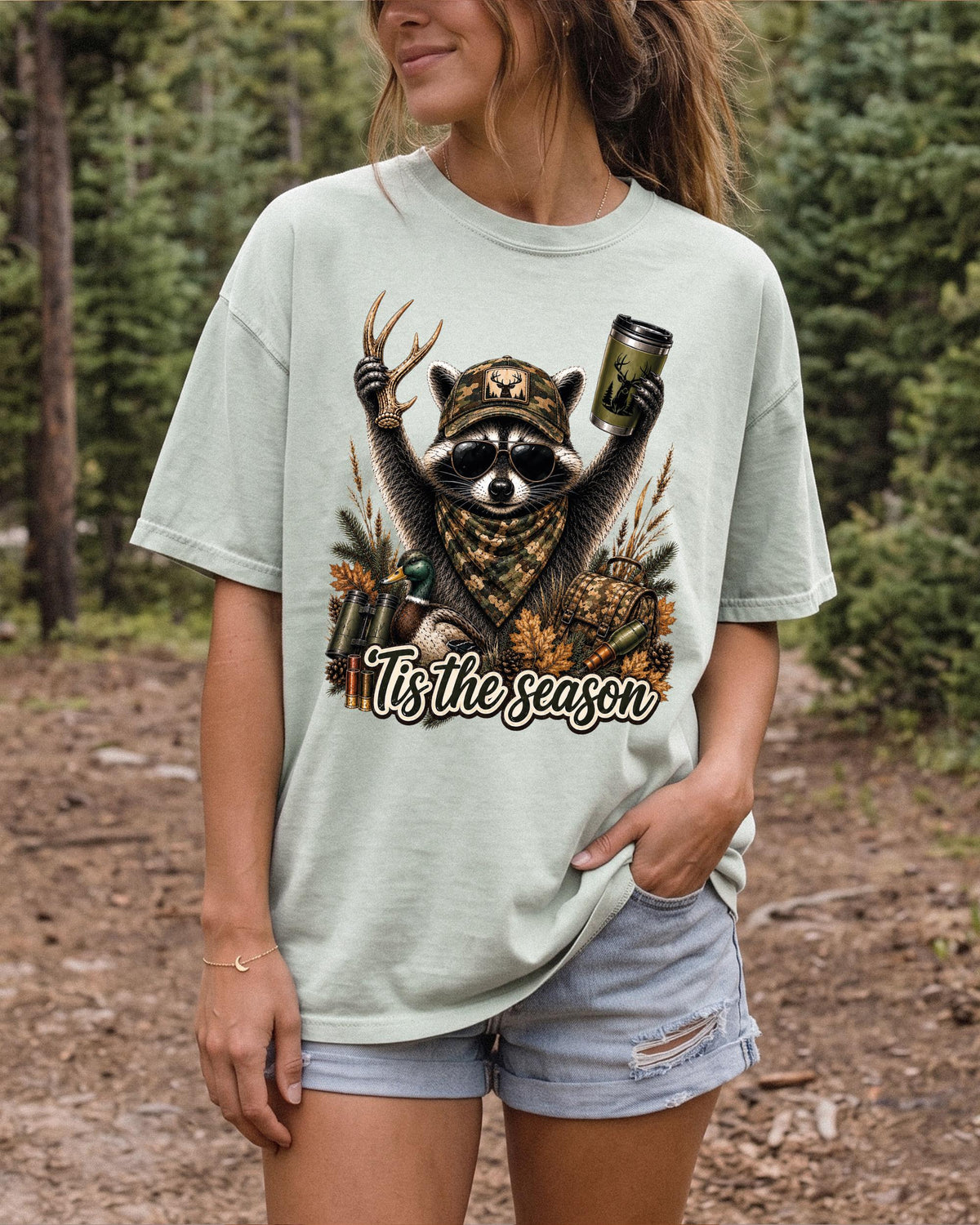 Hunting Season Raccoon Graphic Shirt