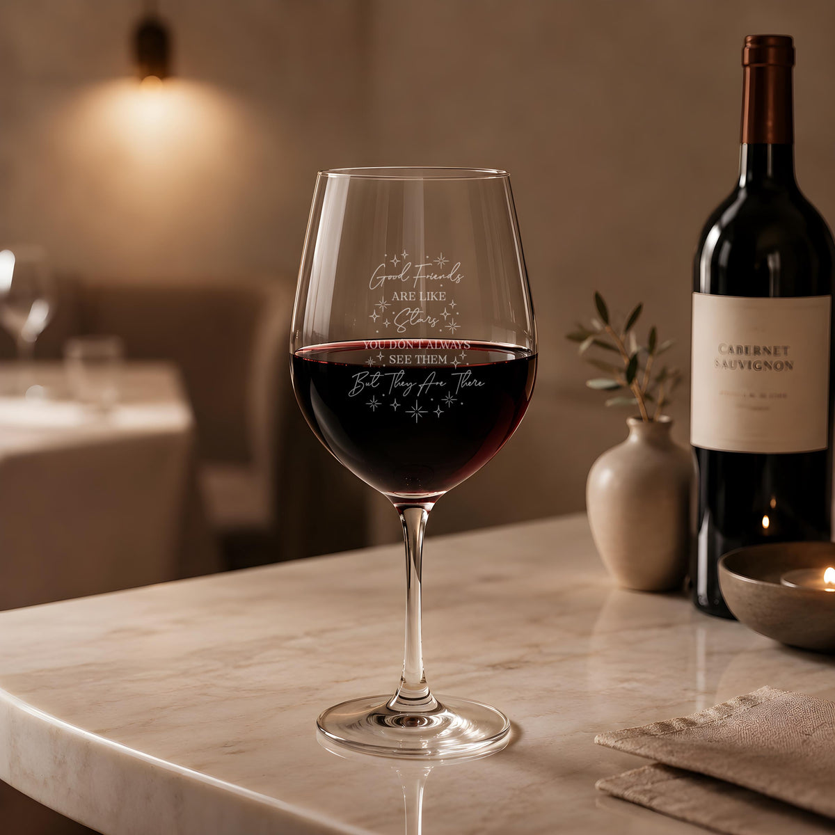 Good Friends Are Like Stars Wine Glass, Meaningful Friendship Gift for Best Friend