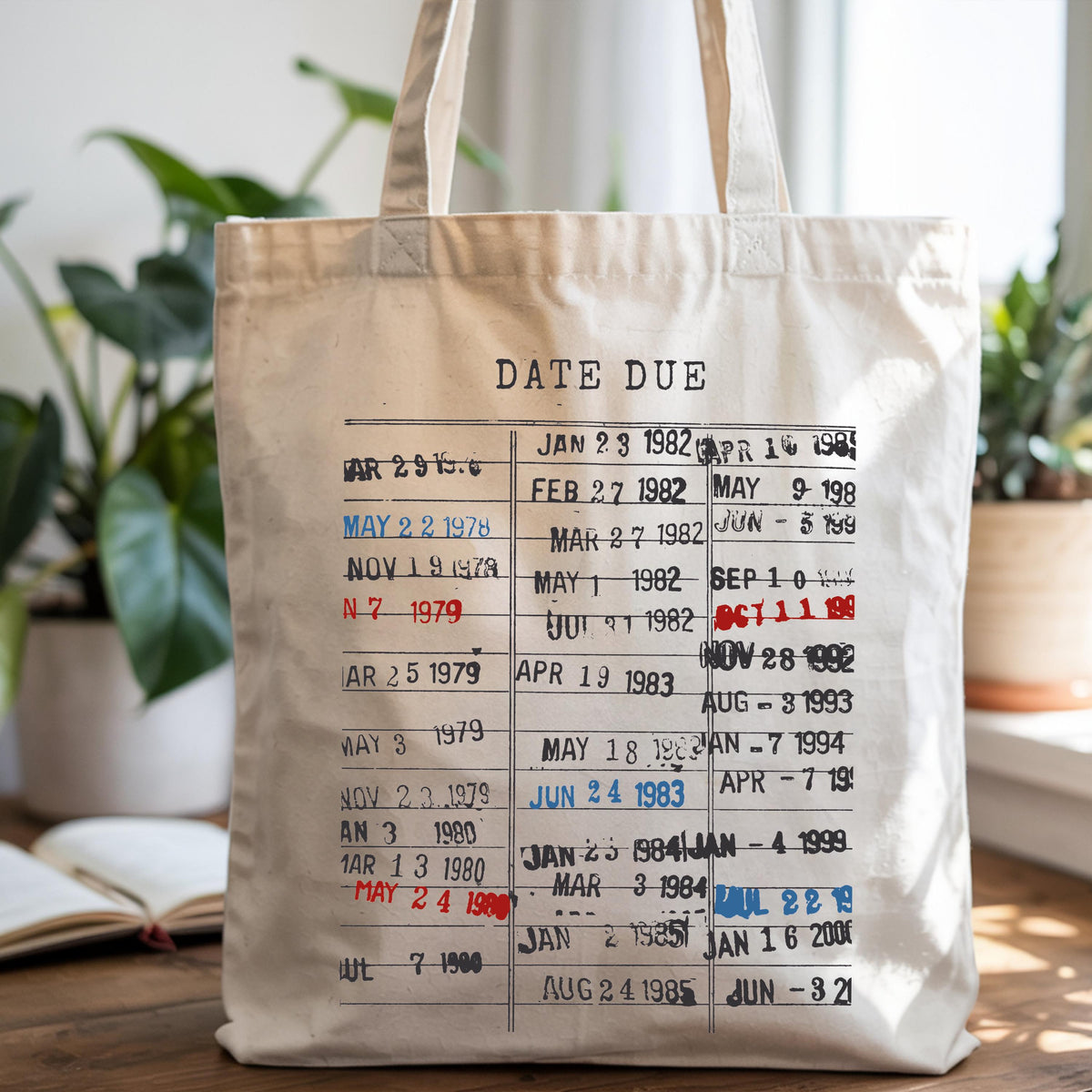 Library Card Tote Bag, Book Lover Gift Tote, Canvas Bookworm Tote Bag