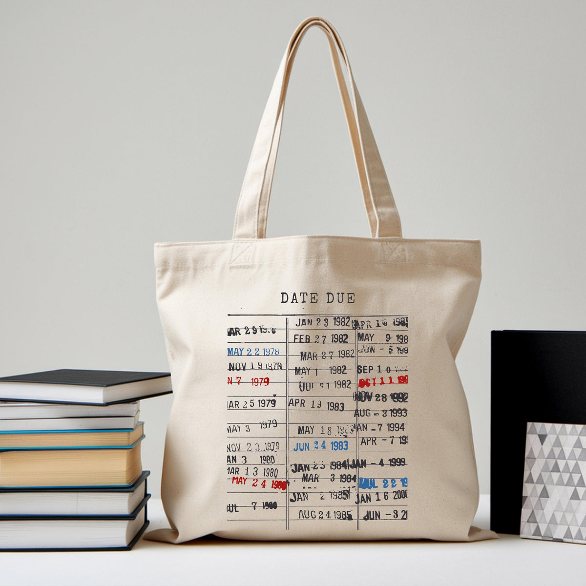 Library Card Tote Bag, Book Lover Gift Tote, Canvas Bookworm Tote Bag