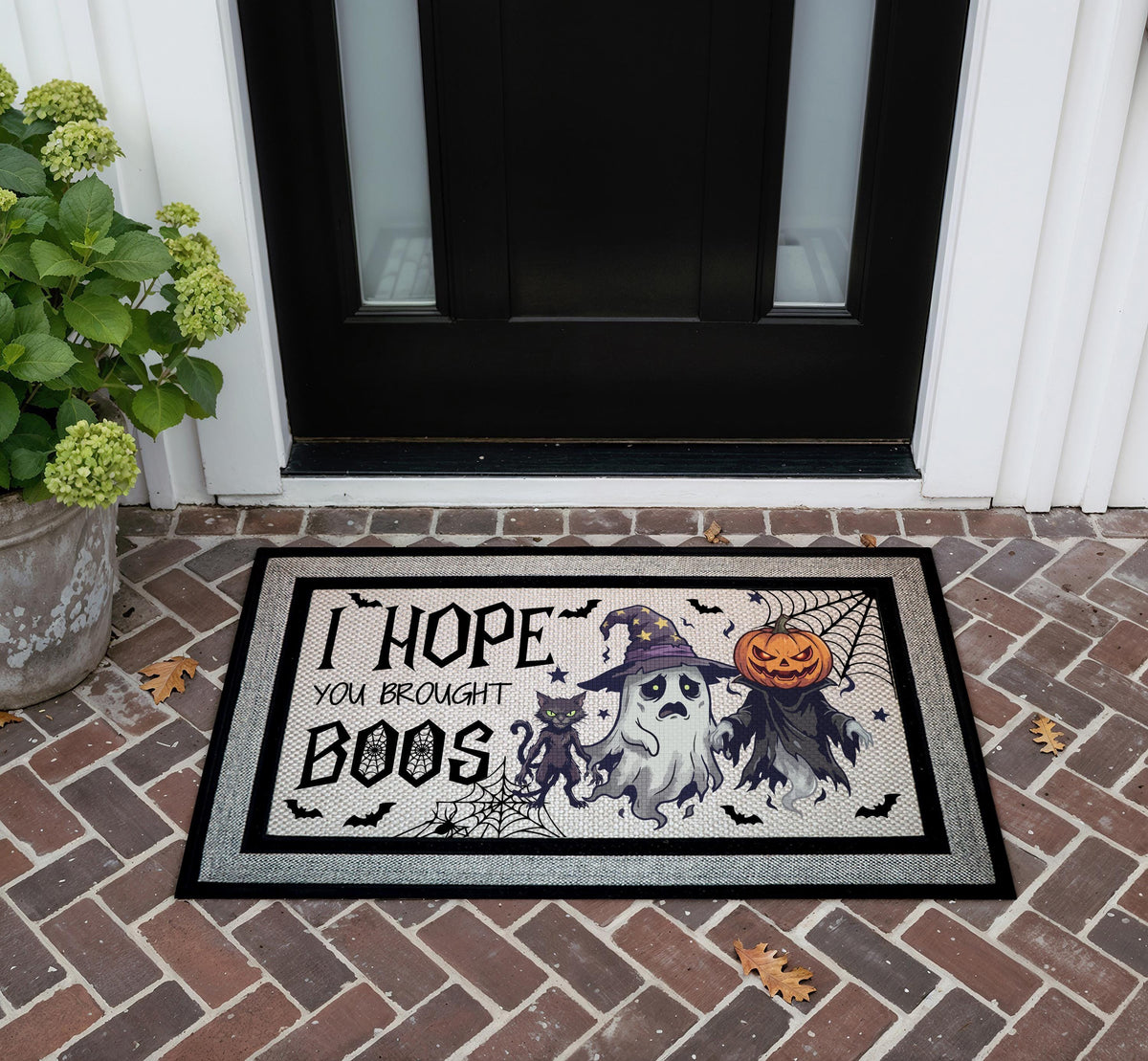 Halloween Doormat, Spooky Ghost Pumpkin Black Cat Porch Decor