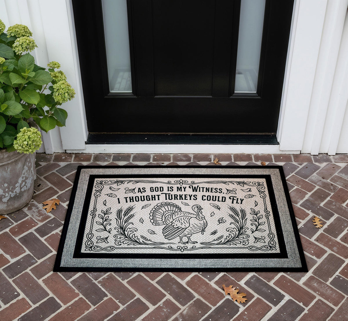 Funny Thanksgiving Doormat, "As God Is My Witness" Welcome Mat, Host Gift, Porch Decor