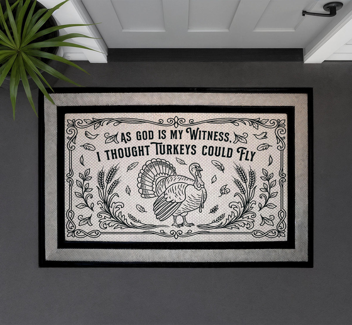 Funny Thanksgiving Doormat, "As God Is My Witness" Welcome Mat, Host Gift, Porch Decor