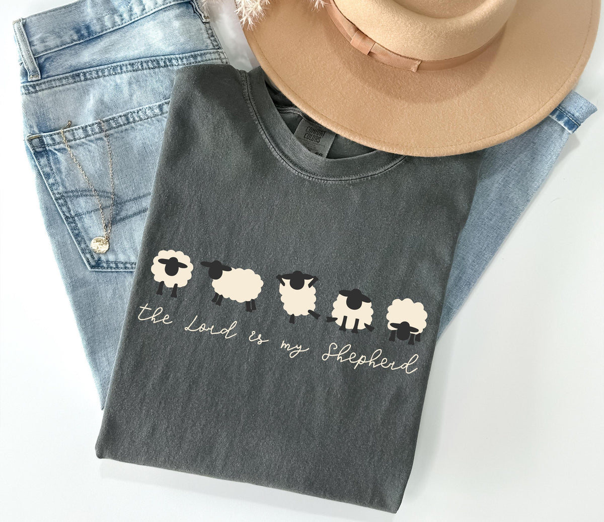 The Lord is My Shepherd Comfort Colors® T-Shirt, Bible Verse Christian Sheep Tee, Funny Religious Gift
