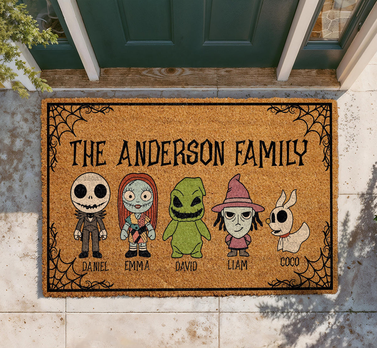 Personalized Nightmare Family Doormat, Custom Halloween Welcome Mat, Gothic Porch Decor