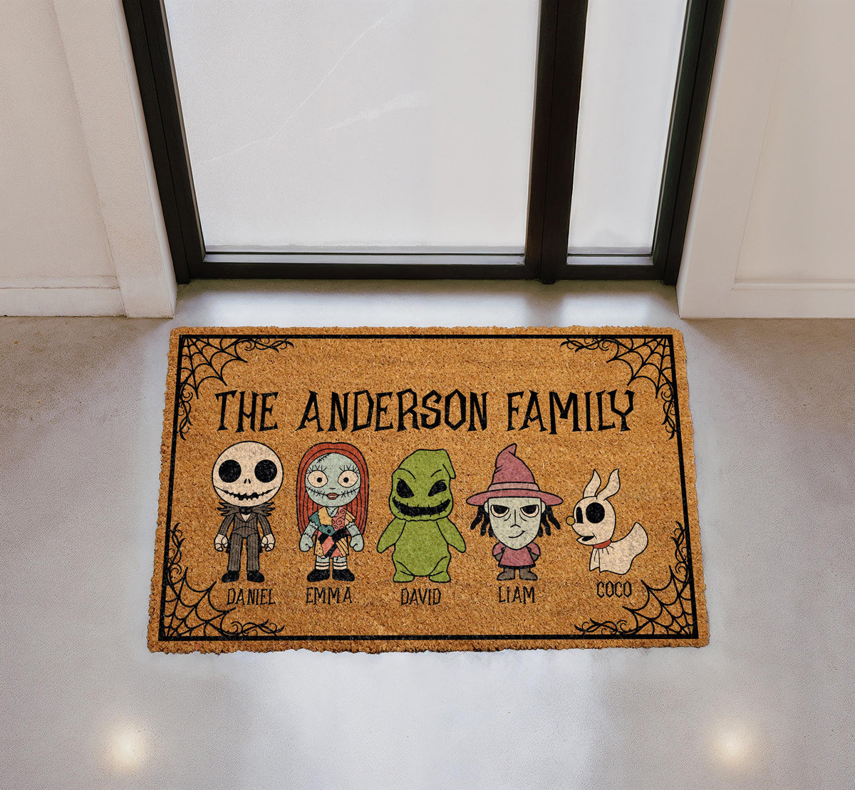 Personalized Nightmare Family Doormat, Custom Halloween Welcome Mat, Gothic Porch Decor
