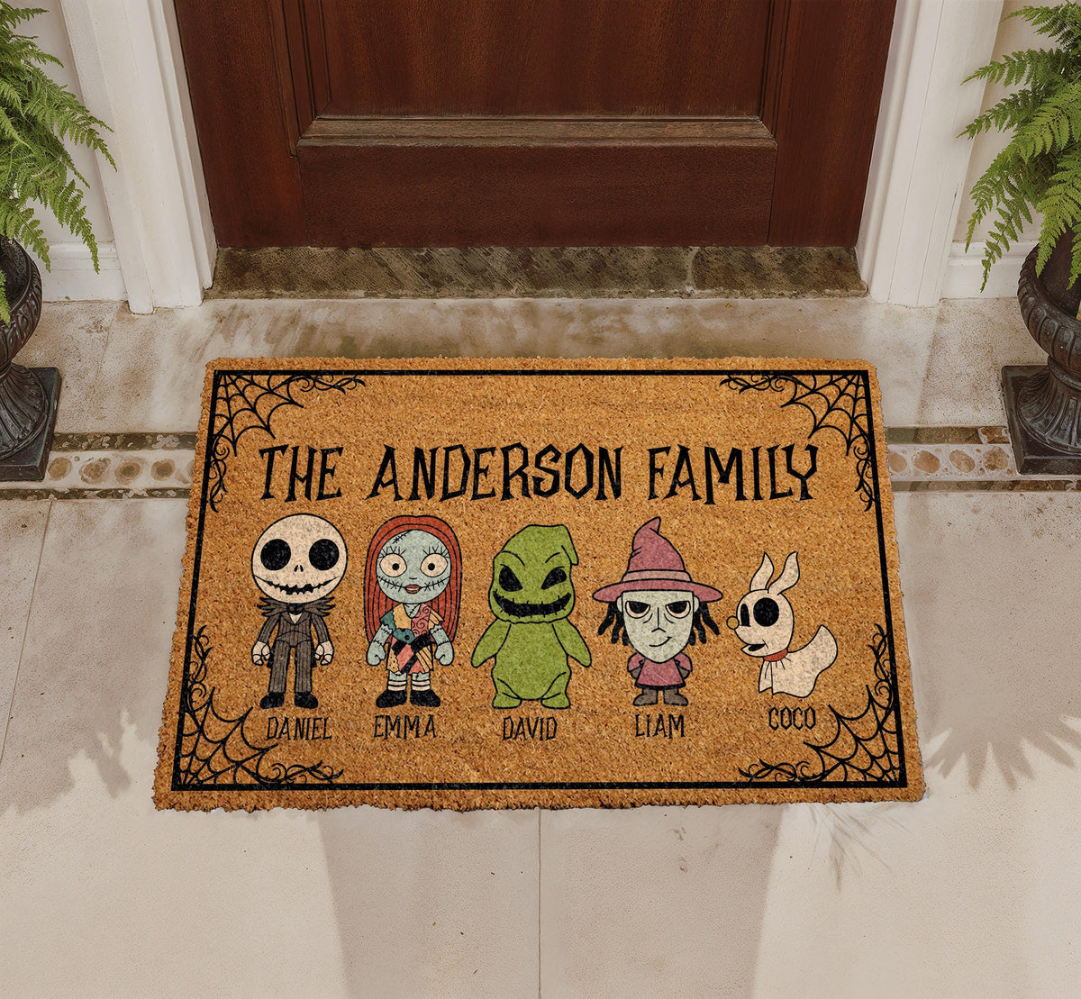 Personalized Nightmare Family Doormat, Custom Halloween Welcome Mat, Gothic Porch Decor