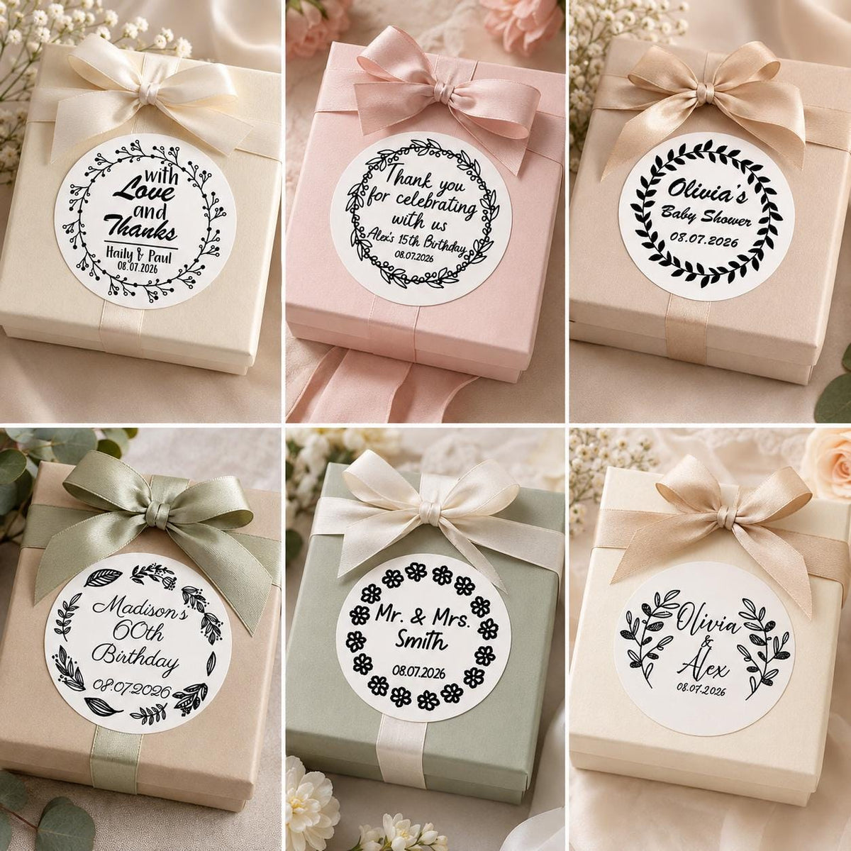 Wedding Favor Stickers, Customized Bridal Shower Labels,Floral Stickers, Birthday Gift Decal