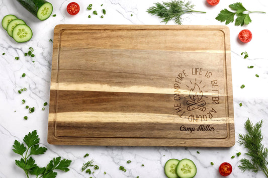 Personalized Engraved Wooden Cutting Board, Custom RV Camper Gift for Couple