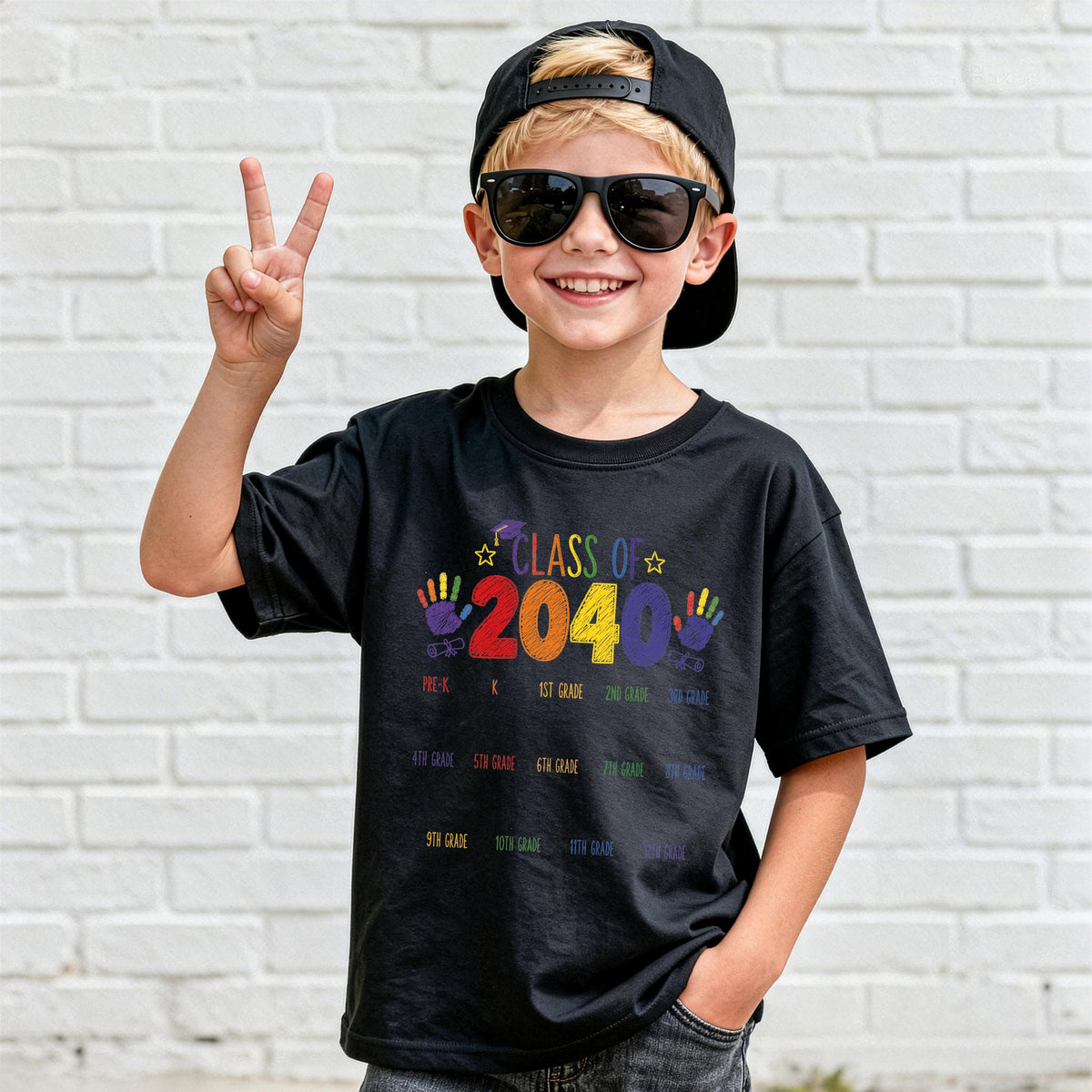 Class of 2040 Handprint T-Shirt, New Student Shirt, Kids Graduation Gift Tee