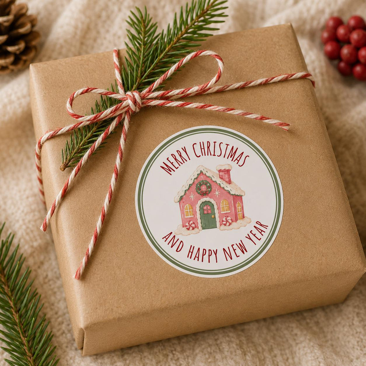 Christmas Gift Stickers, Happy New Year Labels, Holiday Tags