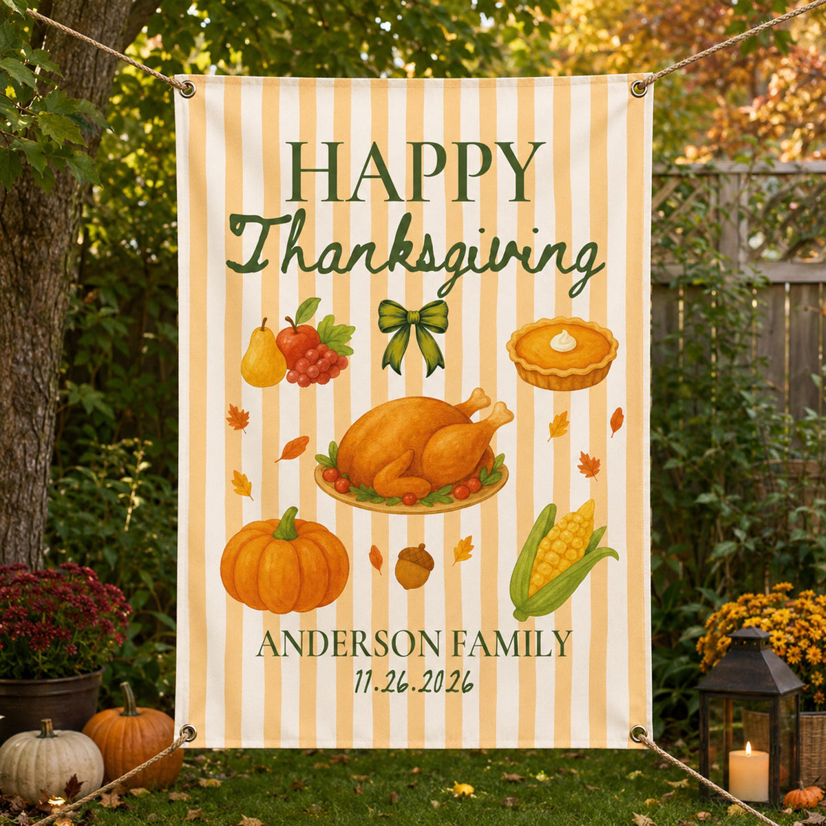 Happy Thanksgiving Banner, Thankful Family Dinner Sign, Autumn Welcome Banner
