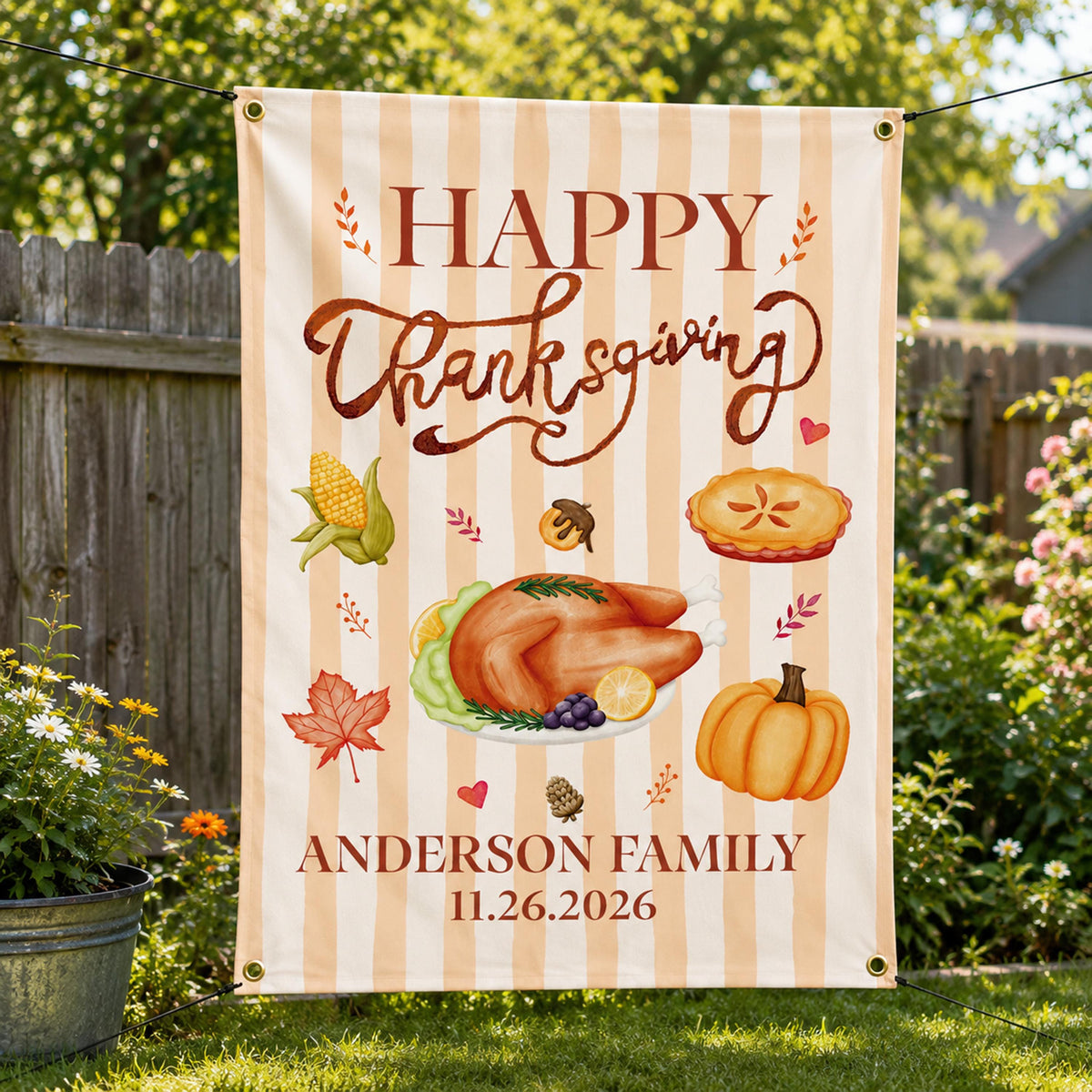 Happy Thanksgiving Dinner Banner, Thankful Family Sign, Autumn Welcome Banner
