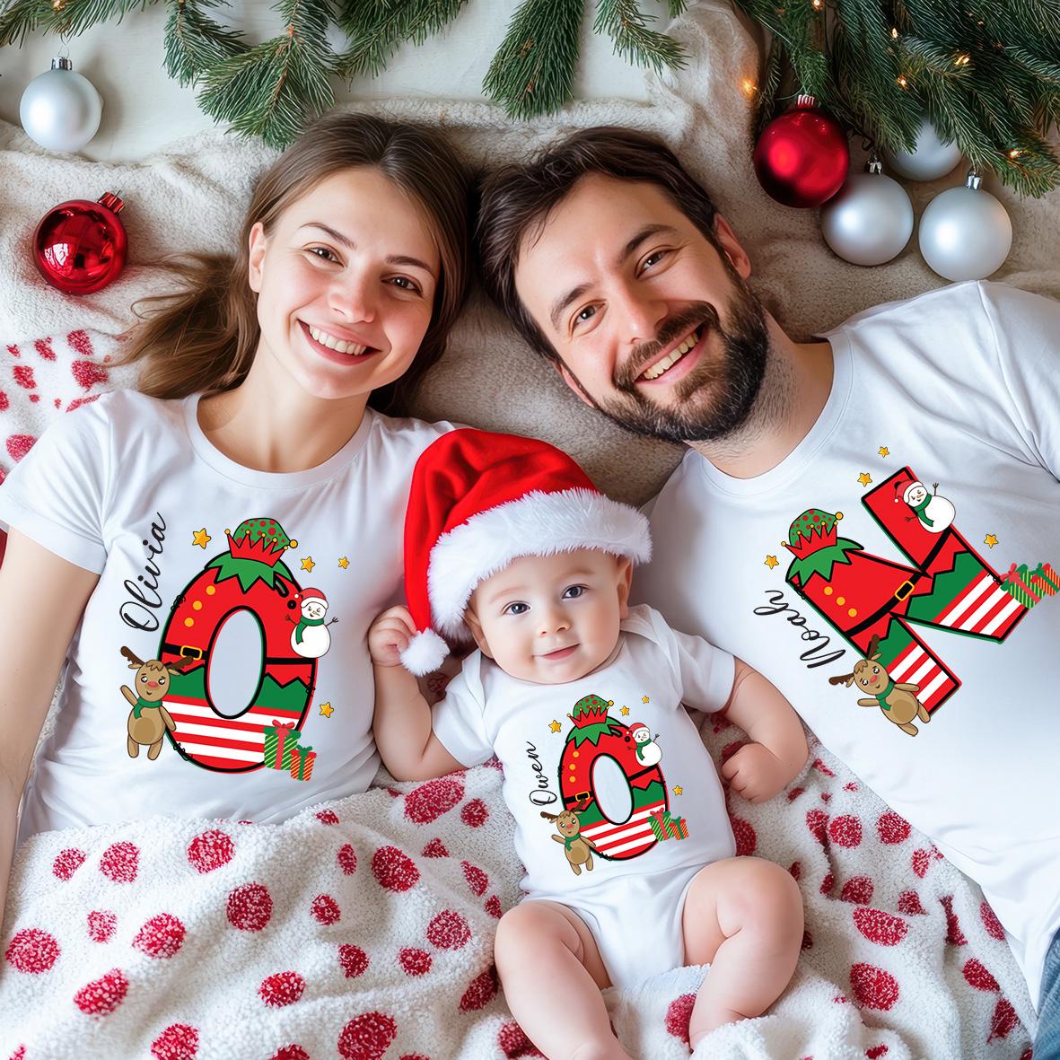 Custom Christmas Matching Shirt, Xmas Letters Sweatshirt, Family Holiday Gift Tee