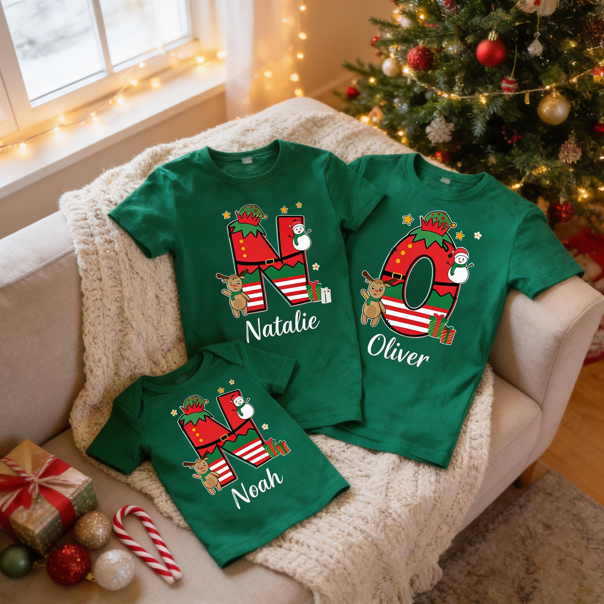 Custom Christmas Matching Shirt, Xmas Letters Sweatshirt, Family Holiday Gift Tee