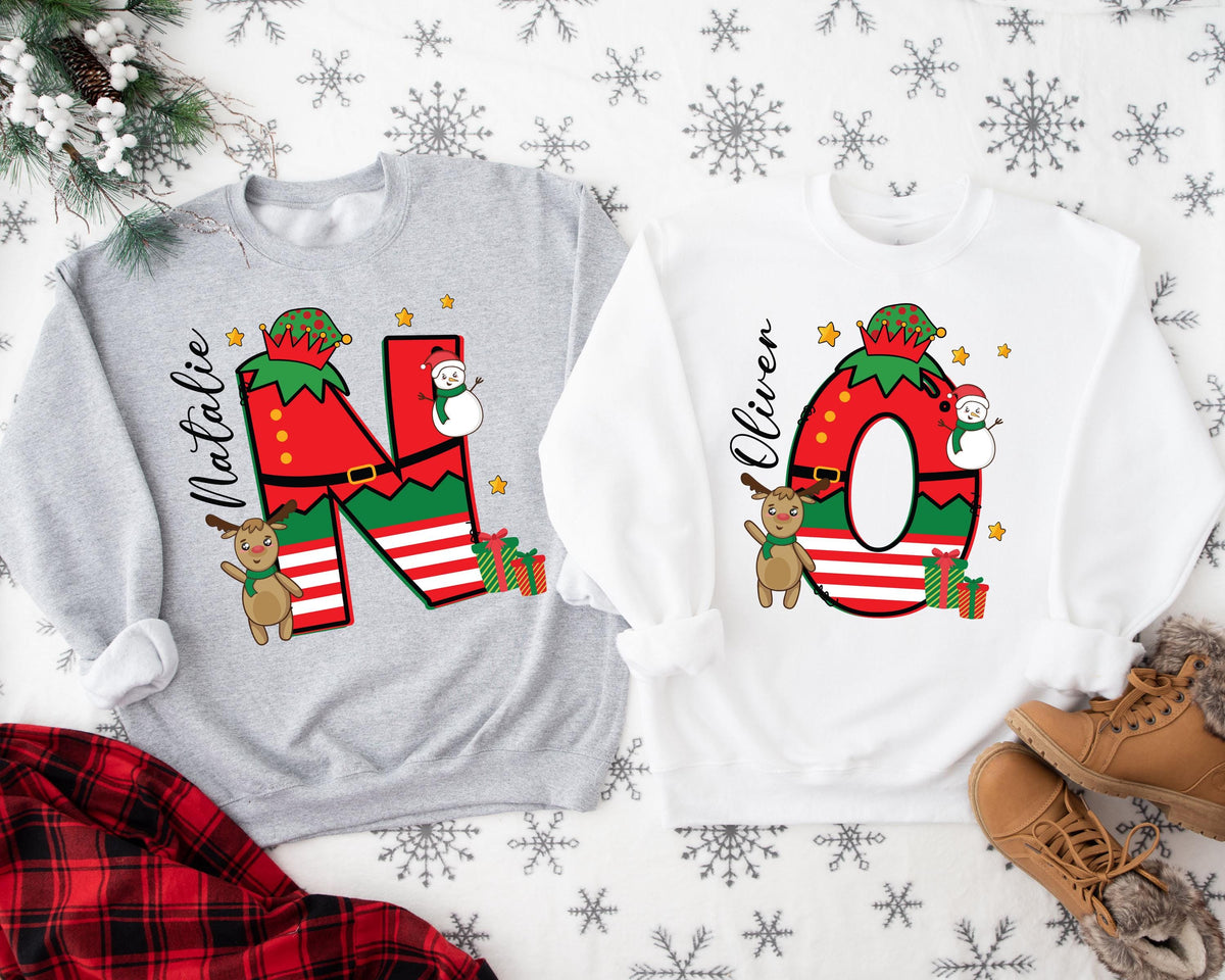 Custom Christmas Matching Shirt, Xmas Letters Sweatshirt, Family Holiday Gift Tee