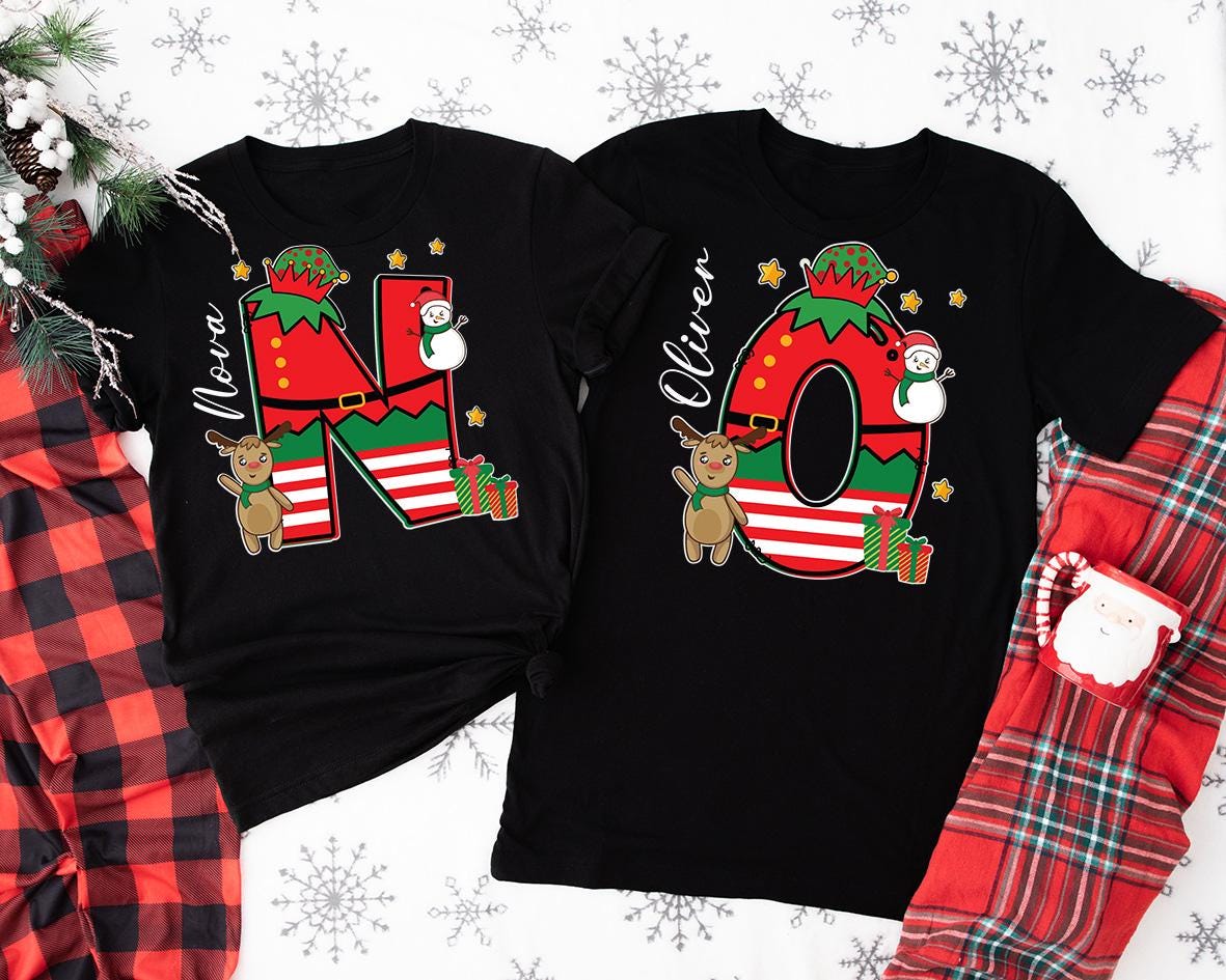 Custom Christmas Matching Shirt, Xmas Letters Sweatshirt, Family Holiday Gift Tee