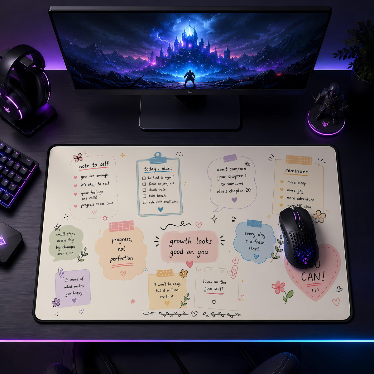 Inspirational Desk Mat, Positive Affirmations, Mental Health Office Decor