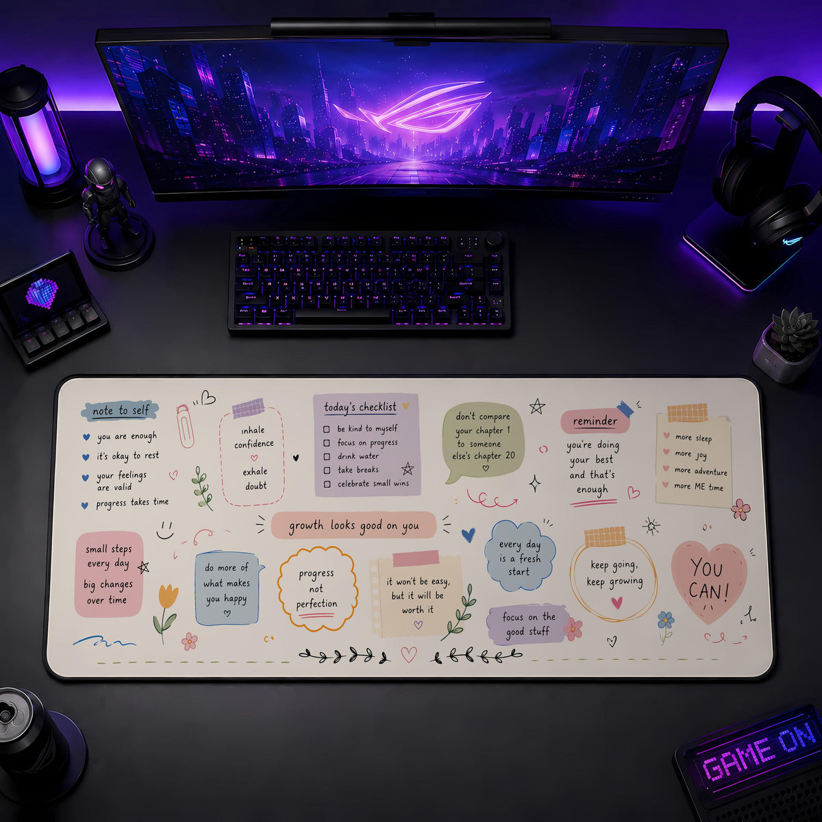 Inspirational Desk Mat, Positive Affirmations, Mental Health Office Decor