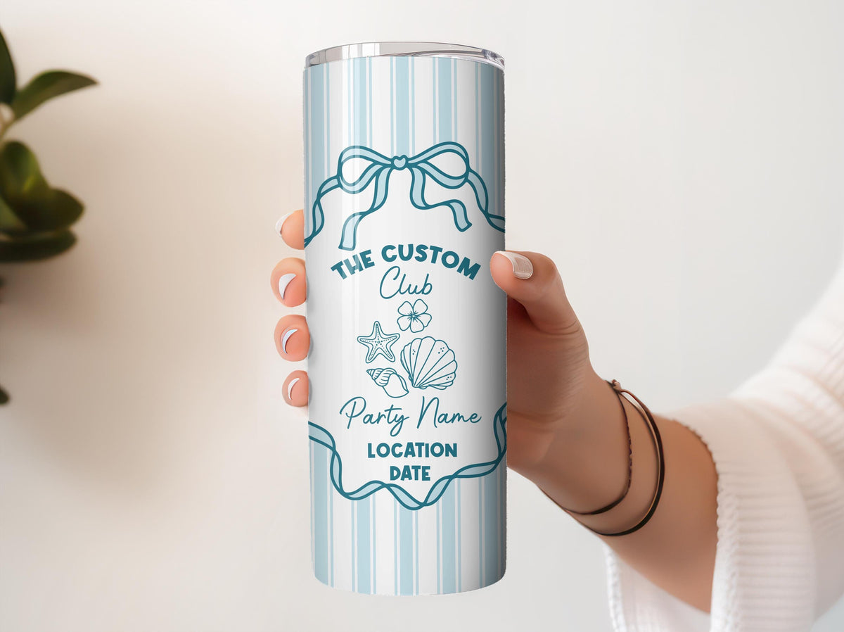 Personalized Coquette Bow Girls Trip Tumbler with Straw, Custom Beach Bachelorette Party Favor