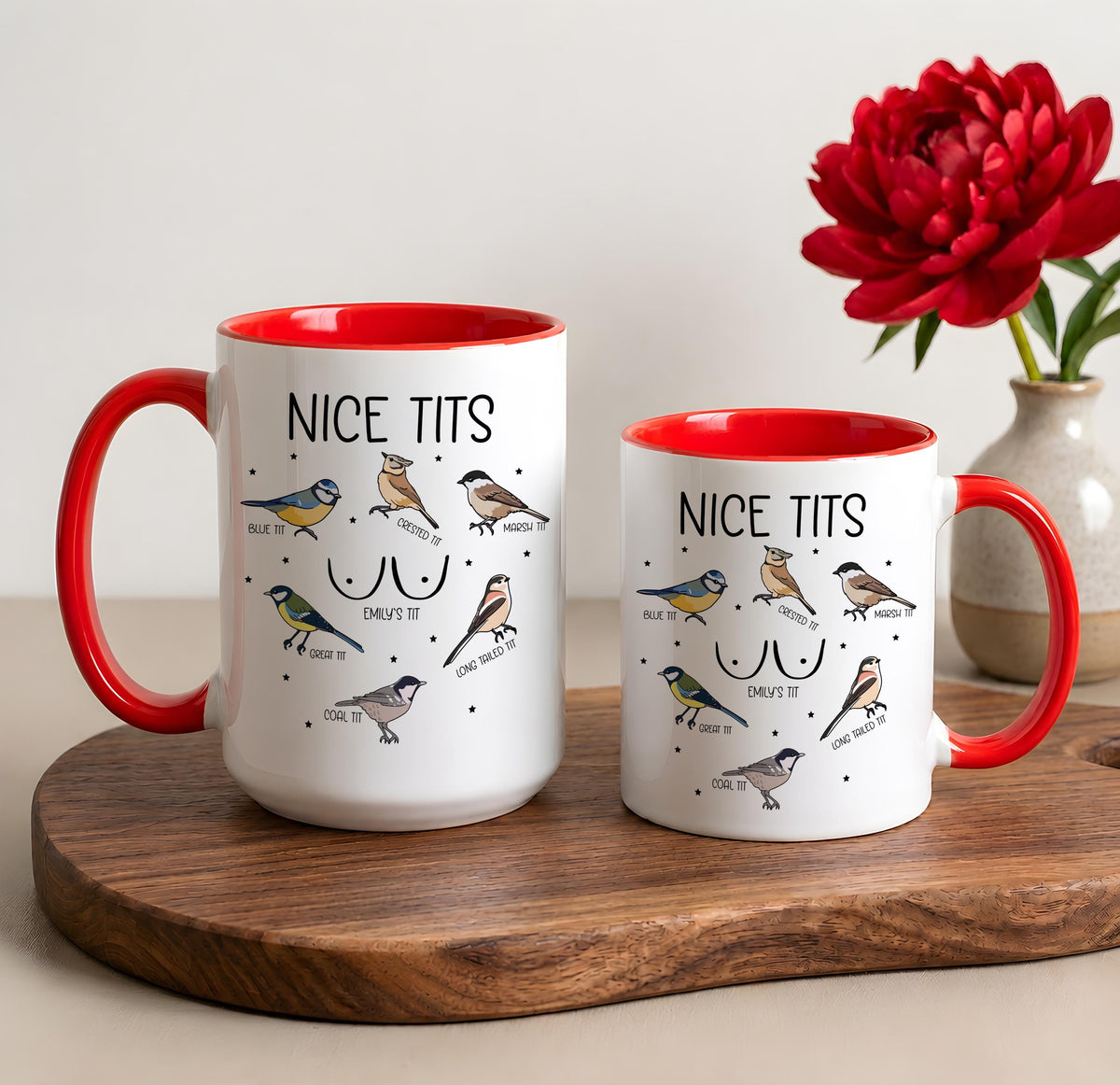 Custom Name Nice Tits Coffee Mug, Funny Bird Watching Ceramic Cup
