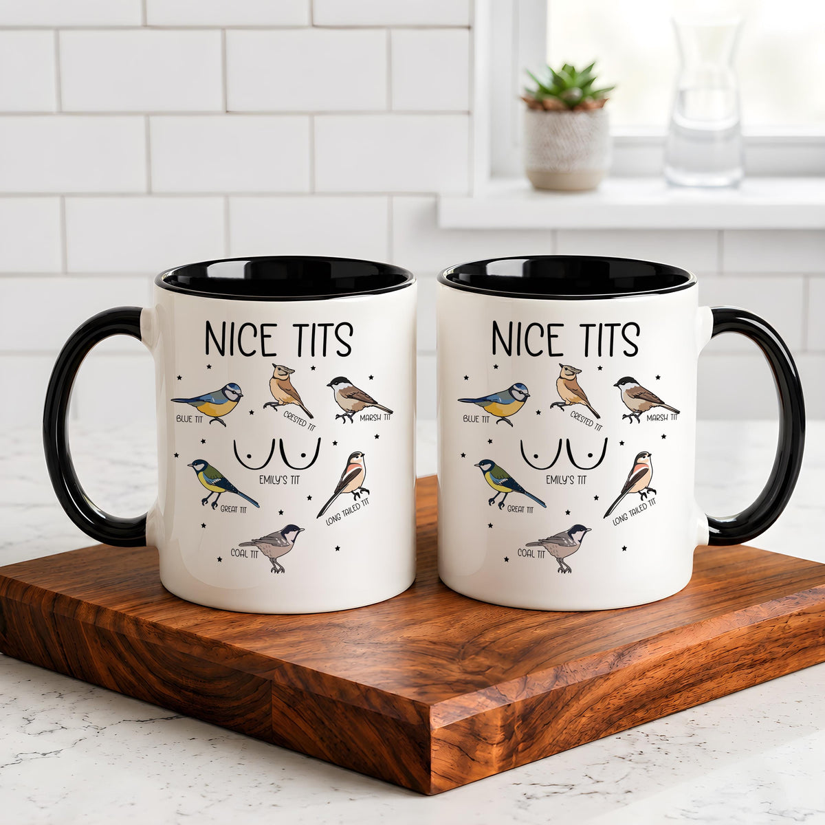 Custom Name Nice Tits Coffee Mug, Funny Bird Watching Ceramic Cup