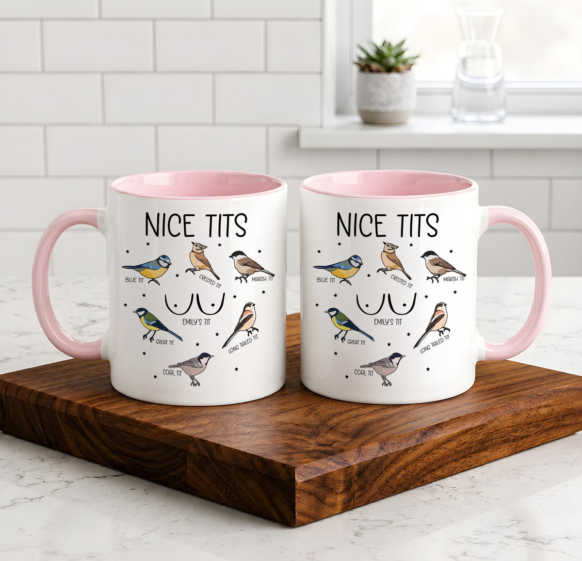Custom Name Nice Tits Coffee Mug, Funny Bird Watching Ceramic Cup