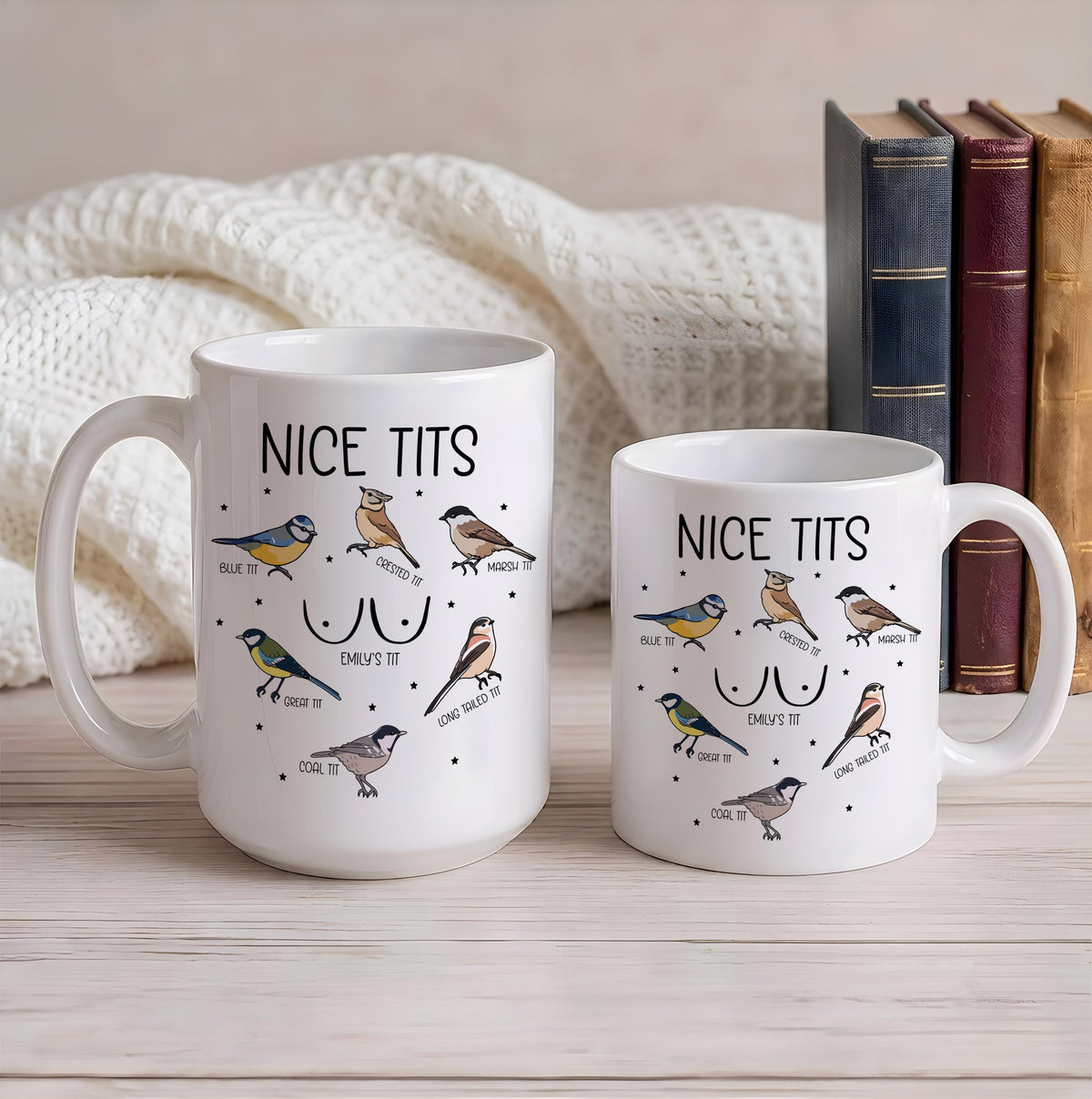 Custom Name Nice Tits Coffee Mug, Funny Bird Watching Ceramic Cup
