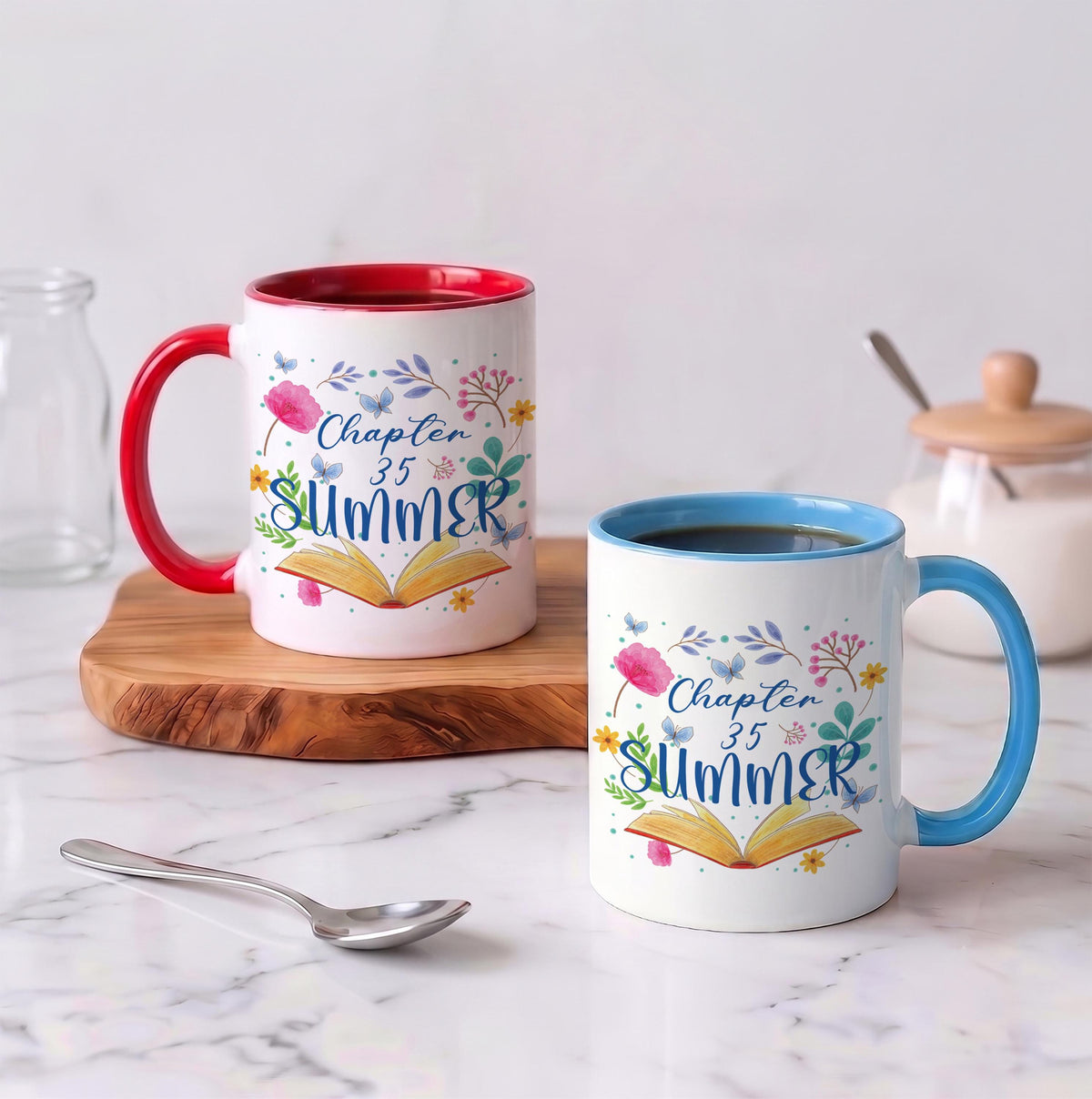 Personalized Chapter Summer Ceramic Cup, Custom Age Reader Birthday Mug