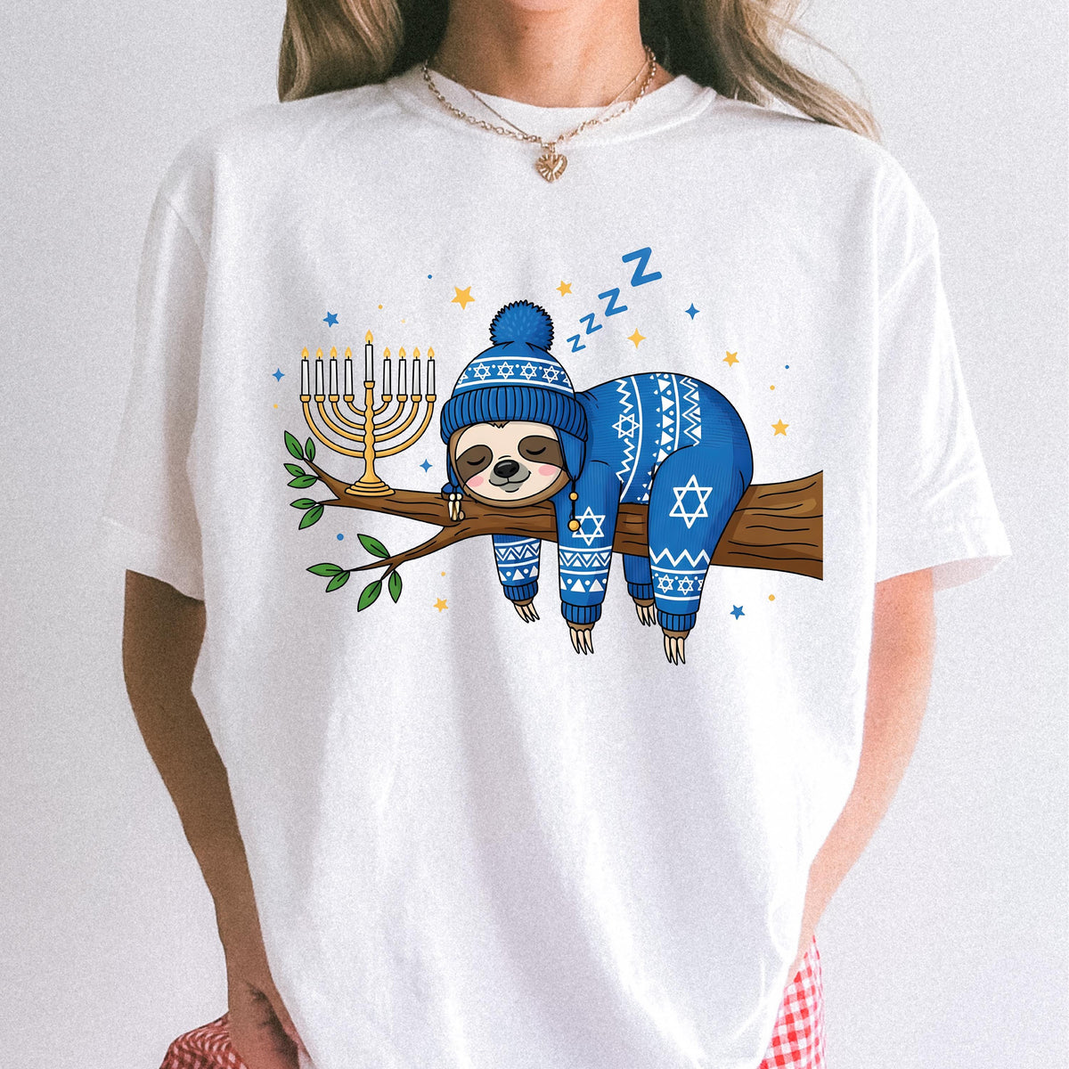 Hanukkah Sloth T-shirt, Hanukkah Baby Bodysuit, Jewish Family Christmas Gift Tee