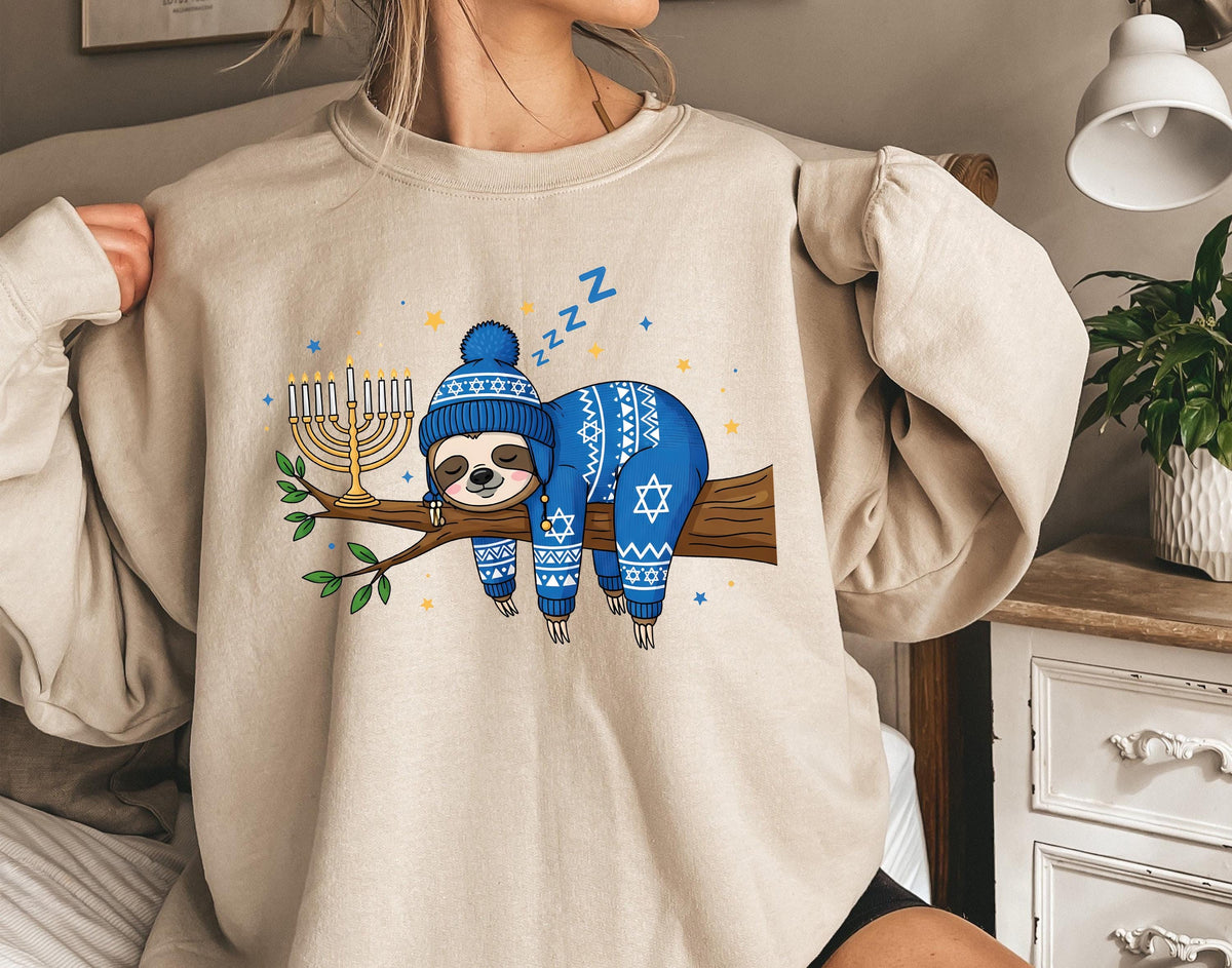 Hanukkah Sloth T-shirt, Hanukkah Baby Bodysuit, Jewish Family Christmas Gift Tee