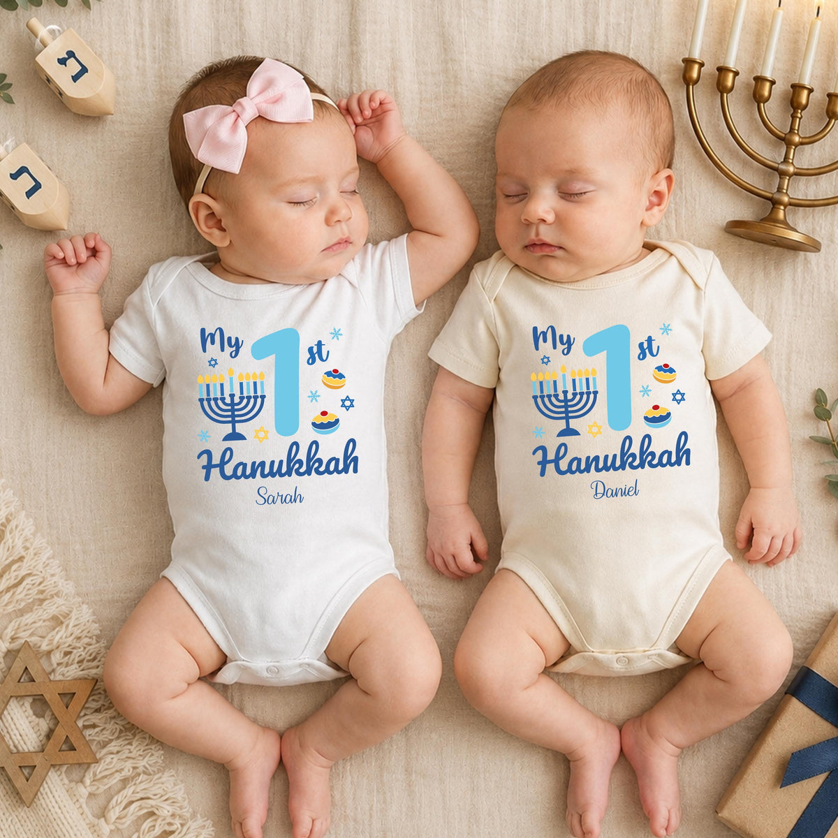 Custom My First Hanukkah T-shirt, Hanukkah Baby Bodysuit, Chanukah Gift Tee