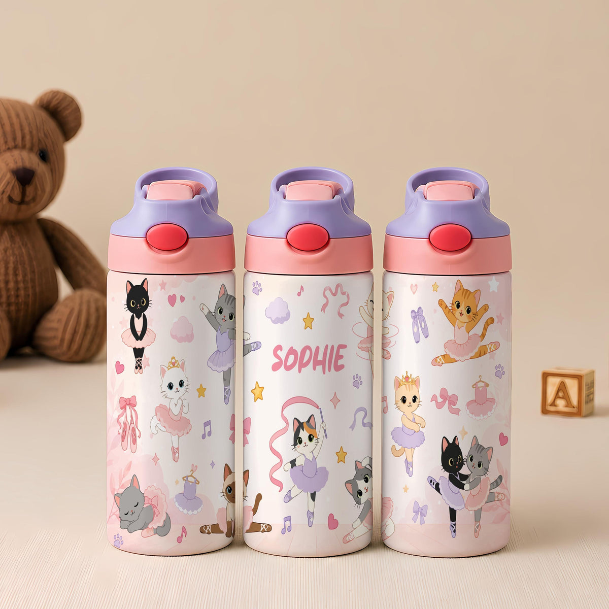 Personalized Kids Stainless Steel Tumbler, Custom Name, Dinosaur Mermaid Space Theme (12oz)