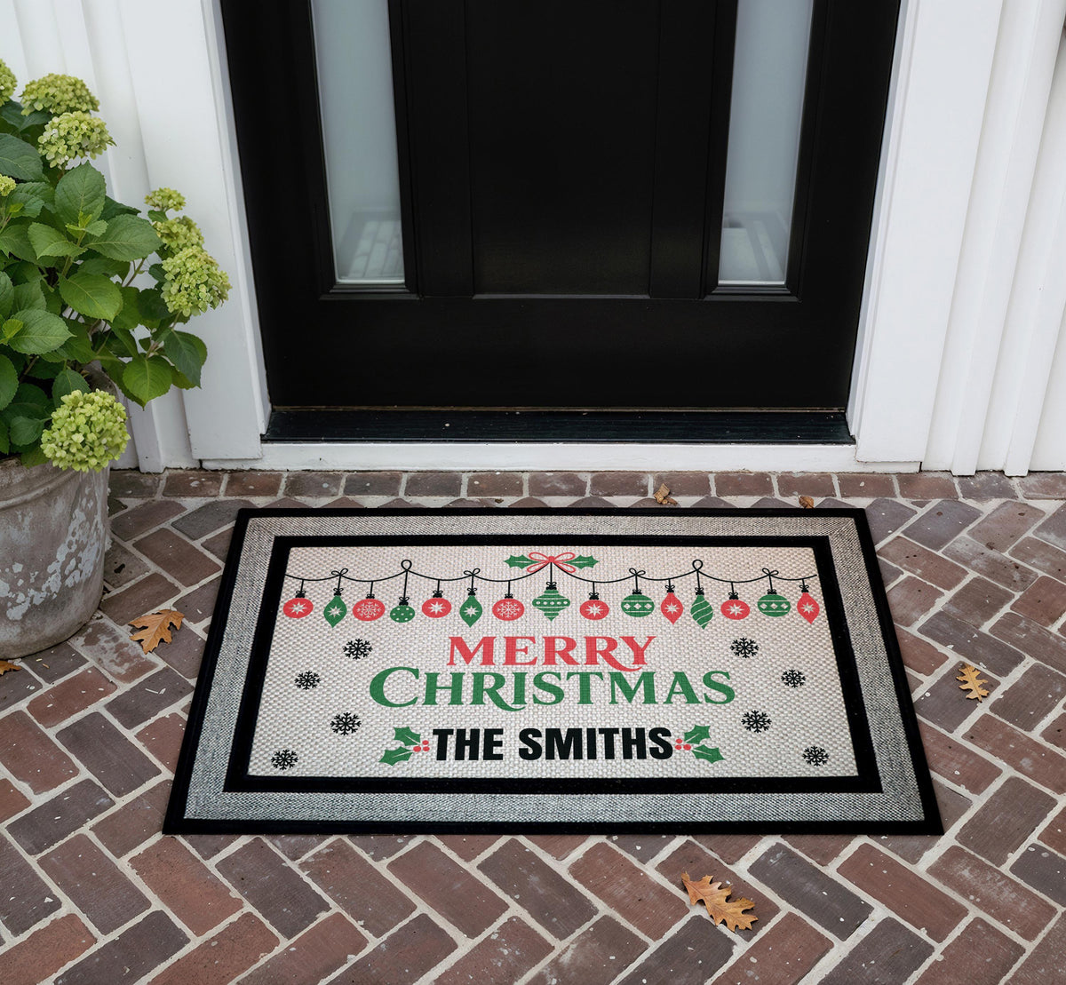 Personalized Merry Christmas Doormat, Custom Family Name Welcome Mat, Holiday Porch Decor