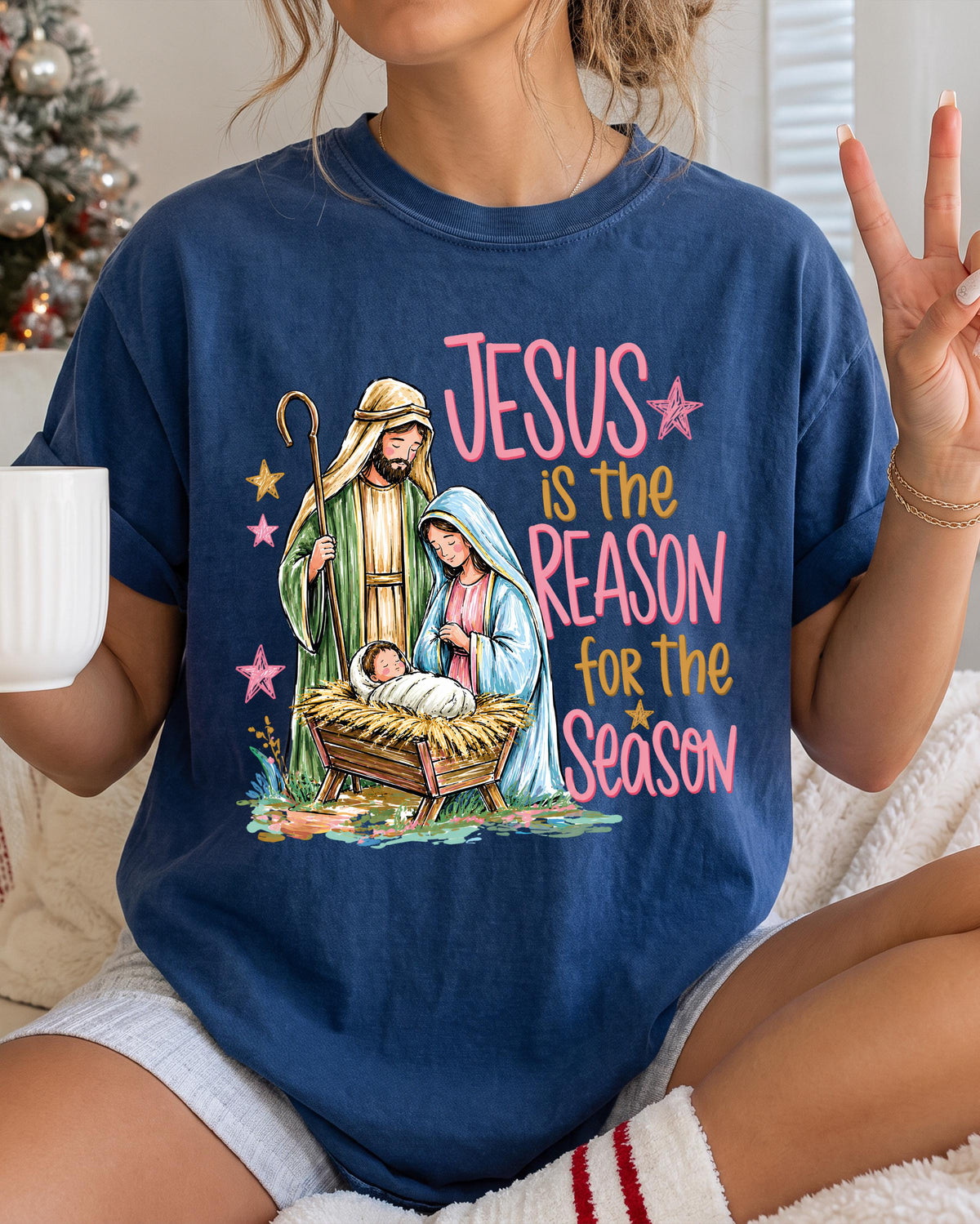 Jesus is the Reason Comfort Colors® Shirt, Religious Christmas Tee, Christian Family Gift
