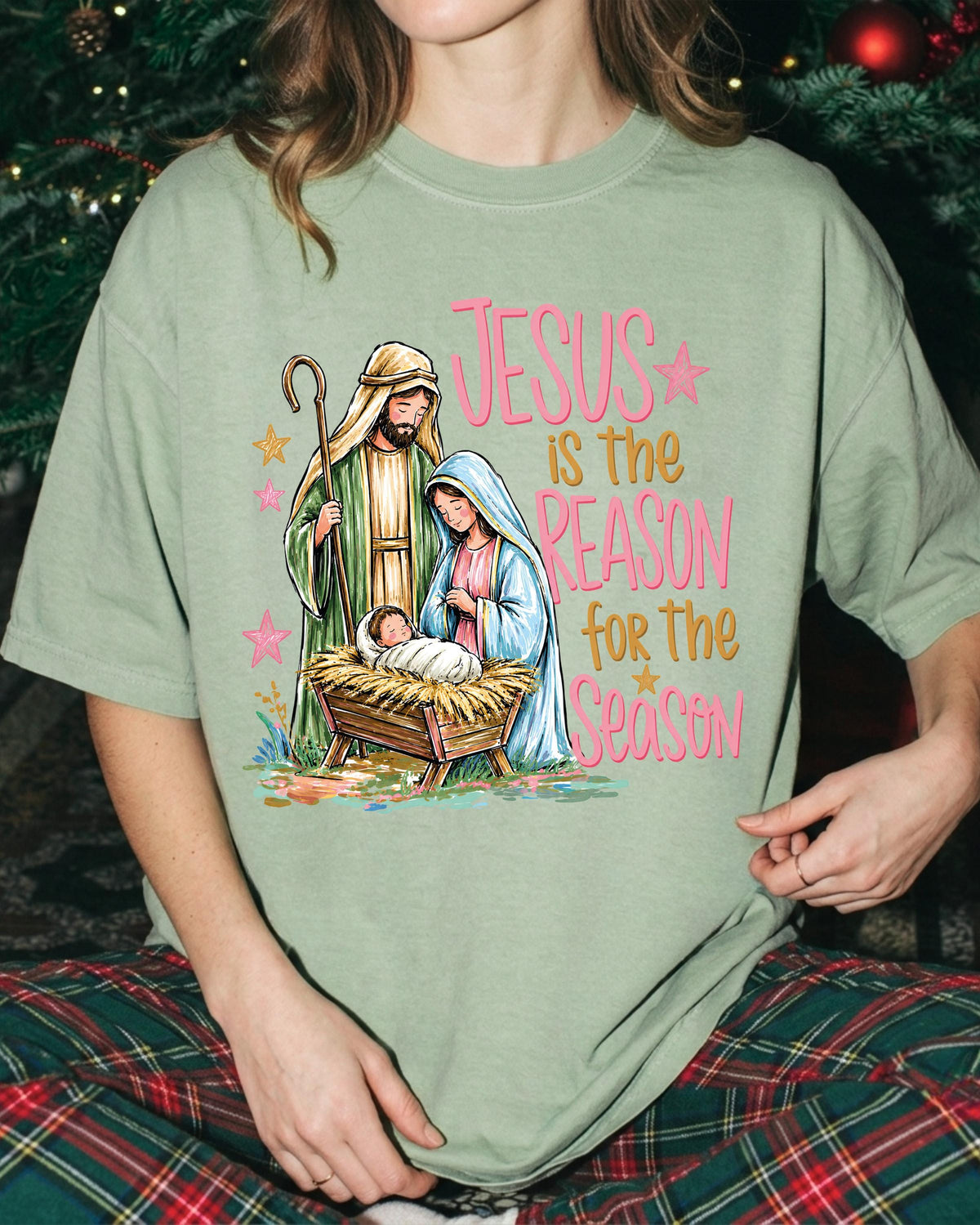 Jesus is the Reason Comfort Colors® Shirt, Religious Christmas Tee, Christian Family Gift