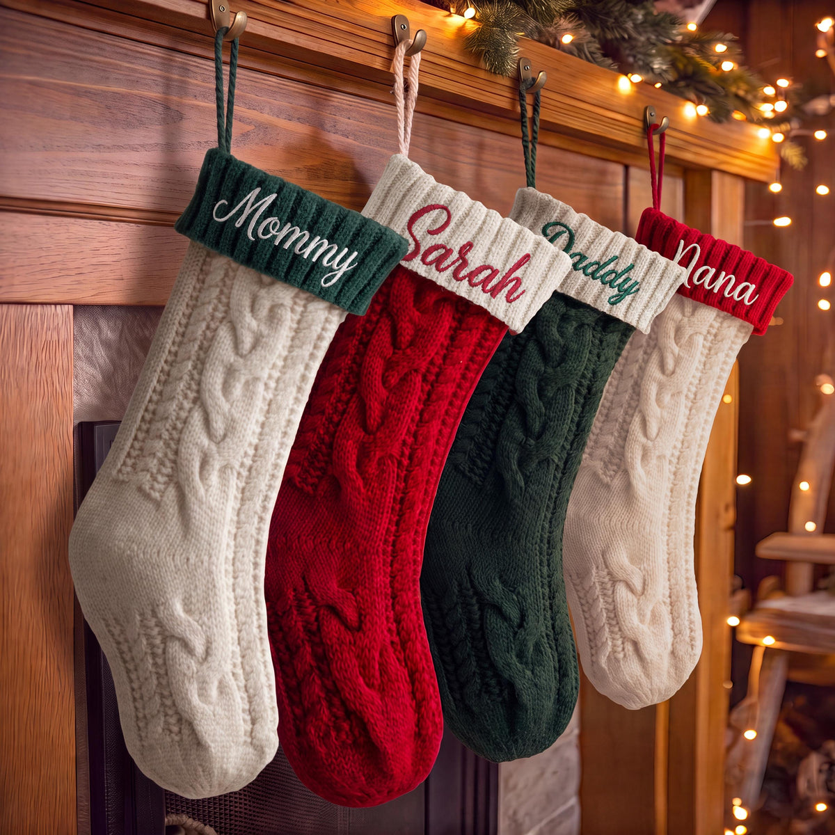 Custom Embroidered Christmas Stockings, Personalized Knit Name Stockings, Family Matching Xmas Stockings