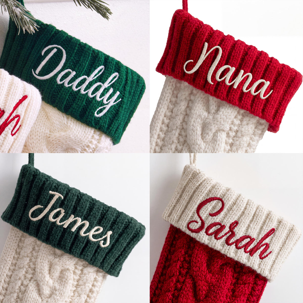 Custom Embroidered Christmas Stockings, Personalized Knit Name Stockings, Family Matching Xmas Stockings
