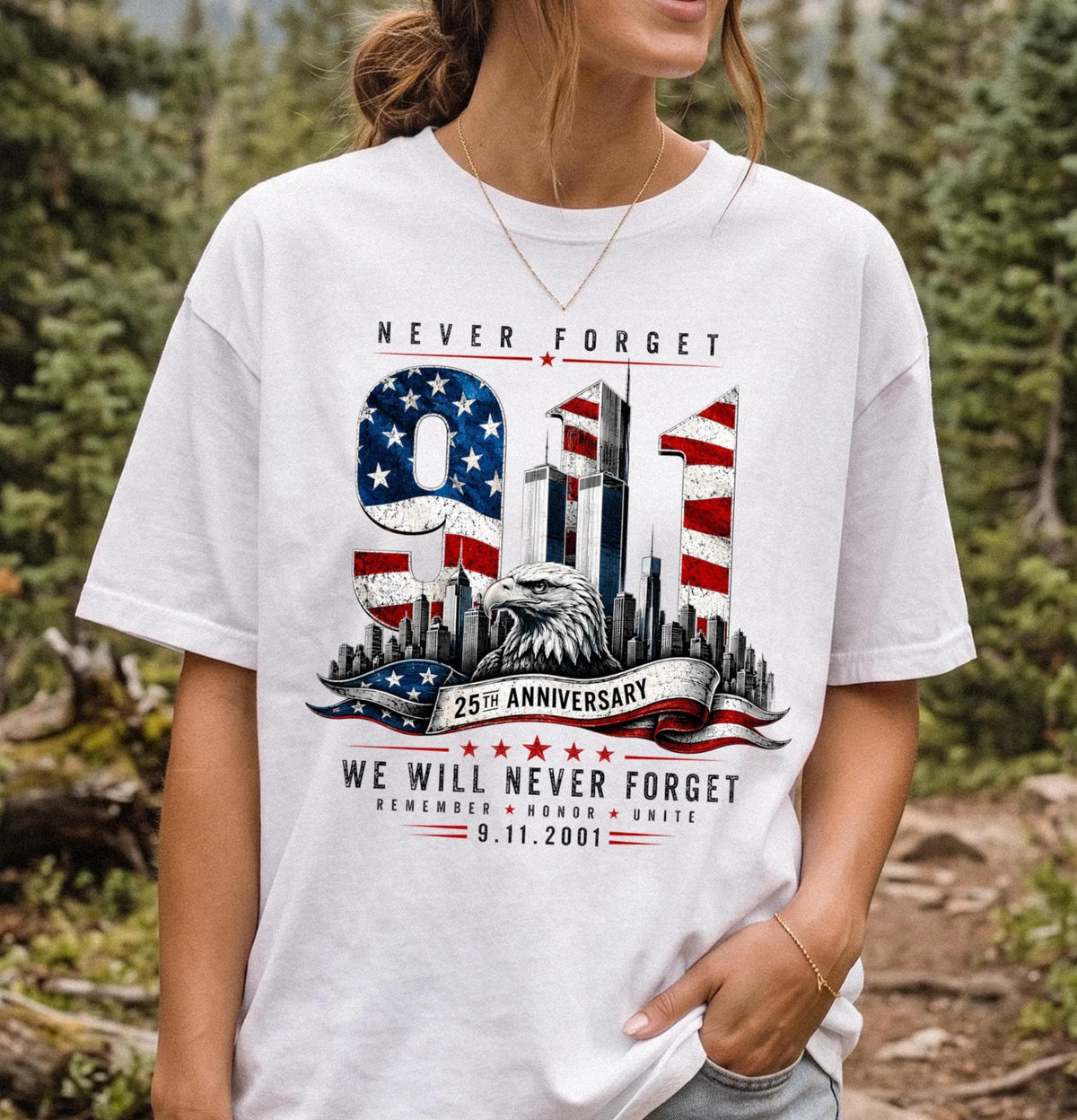 9/11 Never Forget Comfort Colors® Shirt, September 11 Tee, 9/11 25th Anniversary Shirt
