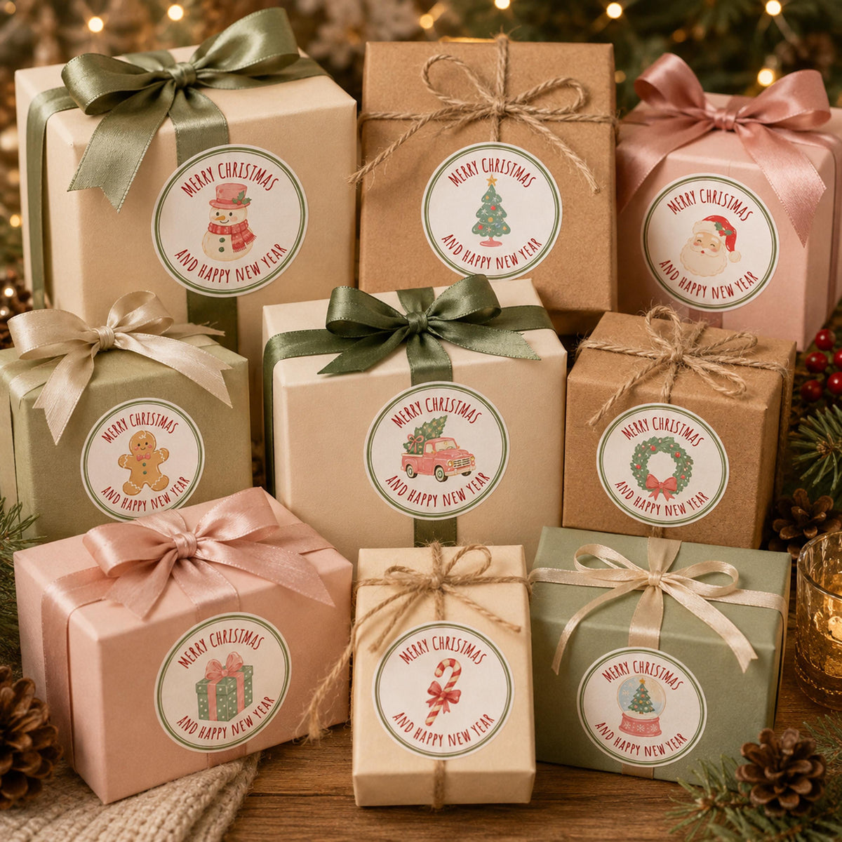 Custom Christmas Favor Stickers, Personalized Holiday Labels, Merry Xmas Gift Decals