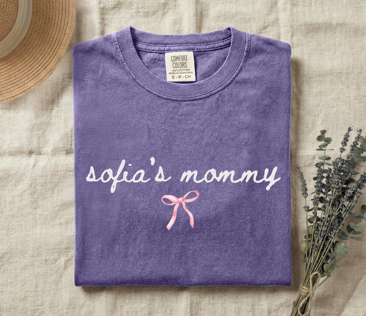 Comfort Colors® Custom Mom Shirt, Personalized Grandma Tee, Coquette Bow Mother's Day Gift