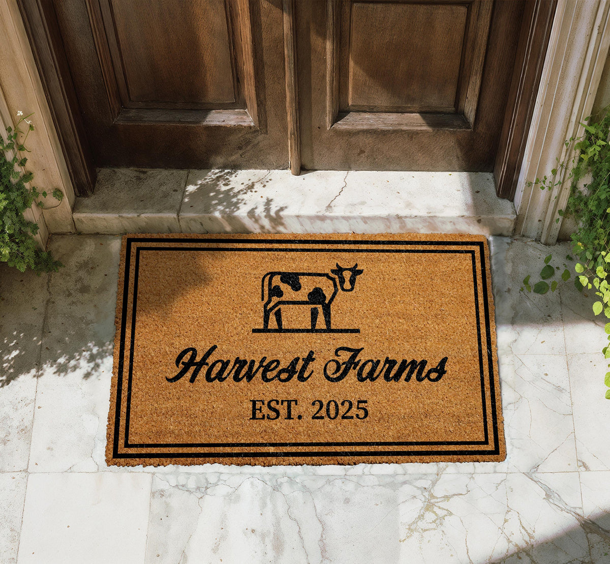 Custom Farmhouse Welcome Mat, Personalized Farm Name & Est. Year Welcome Mat
