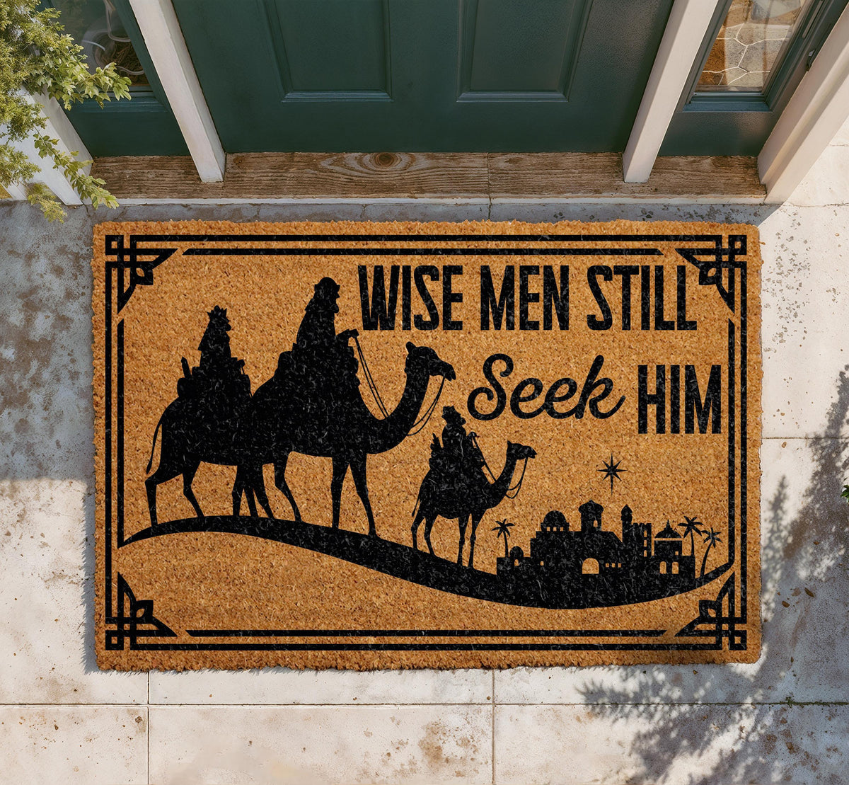 Christian Christmas Doormat, Wise Men Seek Him Welcome Mat, Nativity Porch Decor