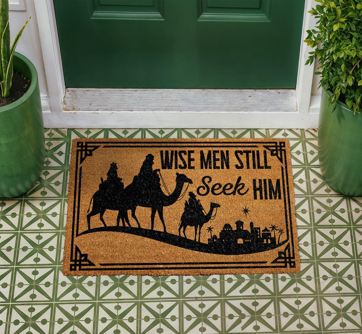 Christian Christmas Doormat, Wise Men Seek Him Welcome Mat, Nativity Porch Decor