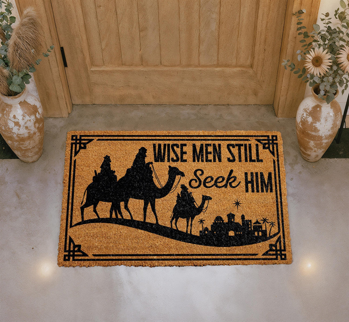 Christian Christmas Doormat, Wise Men Seek Him Welcome Mat, Nativity Porch Decor