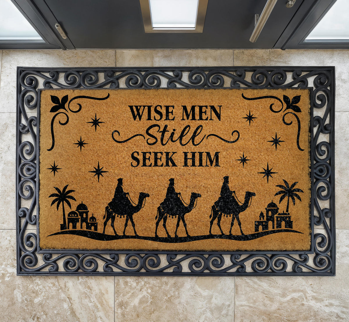 Wise Men Still Seek Him Welcome Mat, Christian Christmas Doormat, Religious Holiday Porch Decor