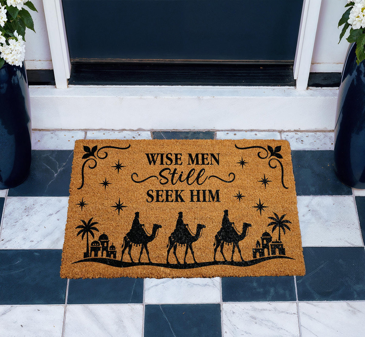 Wise Men Still Seek Him Welcome Mat, Christian Christmas Doormat, Religious Holiday Porch Decor