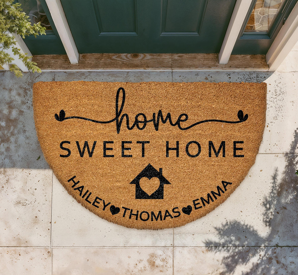 Home Sweet Home Personalized Doormat, Custom Family Name Welcome Mat, Outdoor Coir Mat, Family Members Door Mat, Front Entry Mat