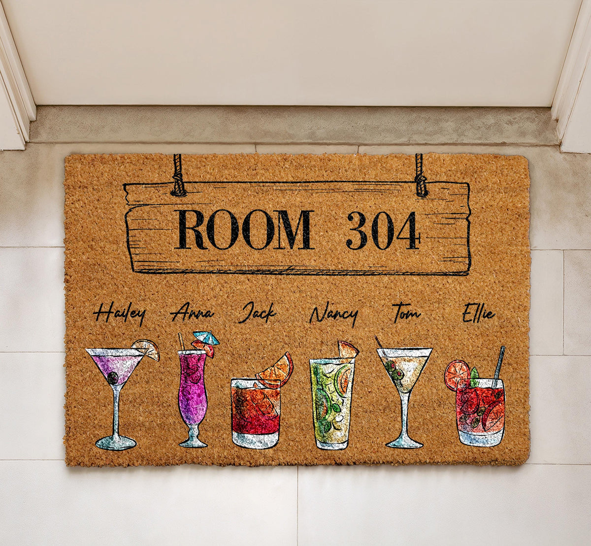 Personalized Roommate Welcome Mat, Custom Dorm Room Doormat