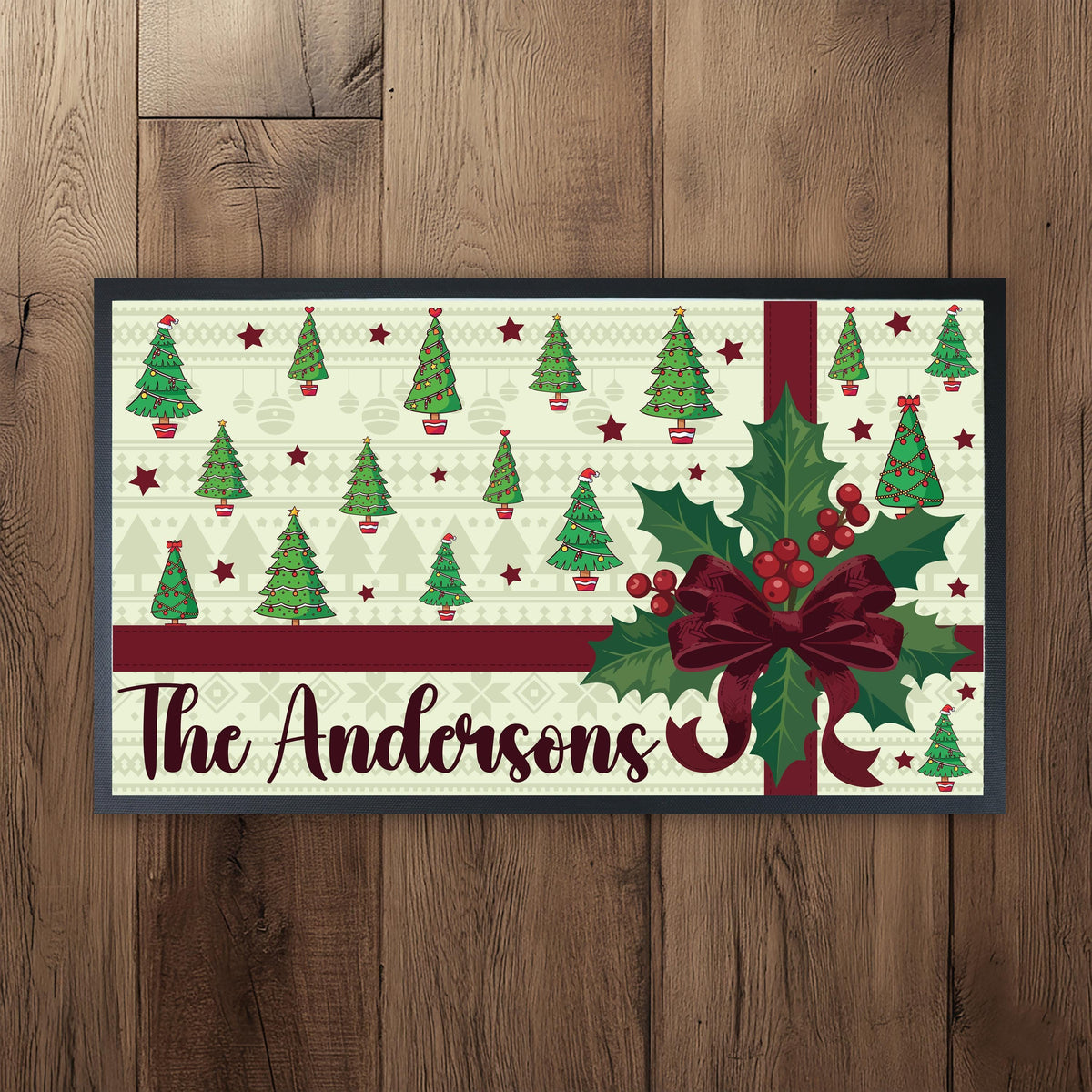 Personalized Christmas Doormat, Custom Family Name Holiday Mat